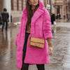 Women's Teddy Faux Fur Coat with Hood – Warm Long Faux Sheepskin Winter Jacket, Single-Breasted Pockets