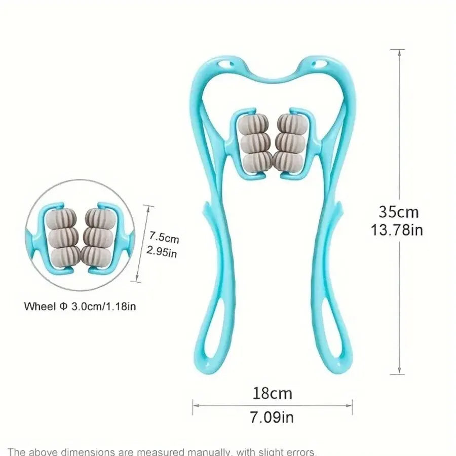 Six-Wheel Cervical Neck Massager Roller – Clip-On Manual Neck, Shoulder & Back Kneading Tool