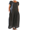 Women's Casual O-Neck Short Sleeve A-Line Ankle-Length Dress, Loose Office Spring/Summer Polyester