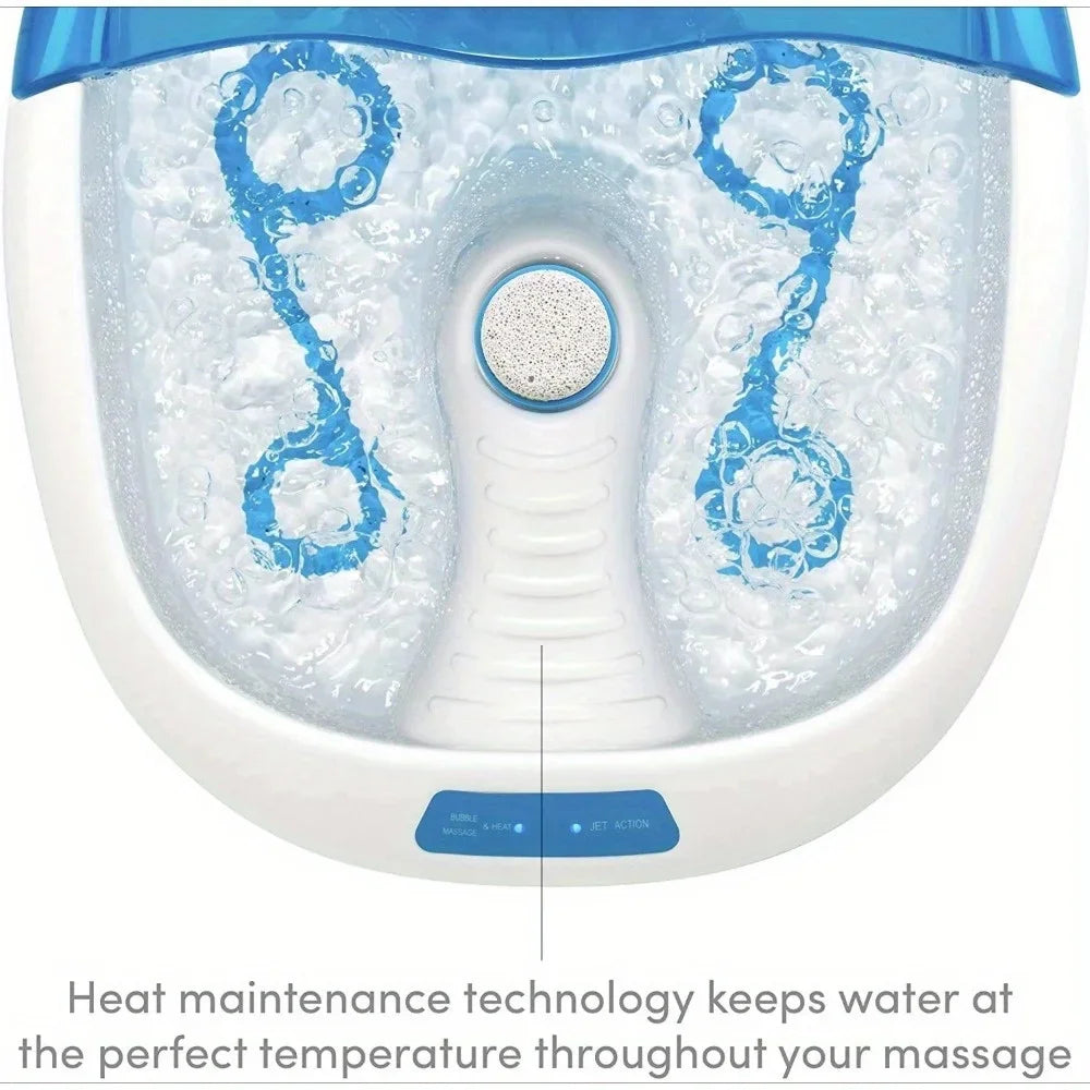 Heated Bubble Foot Spa Massager – Ultra-Quiet Heat Retention, 6 Hydrotherapy Jets & Rotating Pedicure Attachments