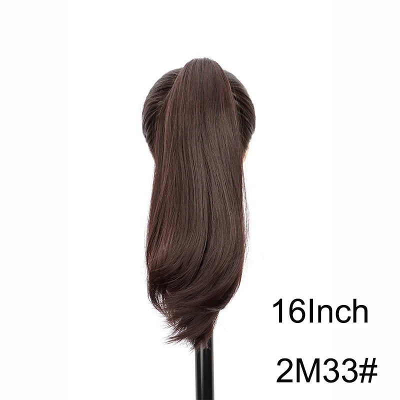 Clip-In Long Straight Ponytail Extension - 120g Synthetic High-Heat Fiber Claw Clip