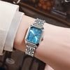 Gold Plated Rectangular Women's Quartz Watch — 2.2×3.0 cm (0.87×1.18 in) Dial, Stainless Steel Bracelet