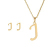 Stainless Steel Alphabet Initial Necklace & Stud Earrings Set – 26 Letter Personalized Jewelry Gift for Women