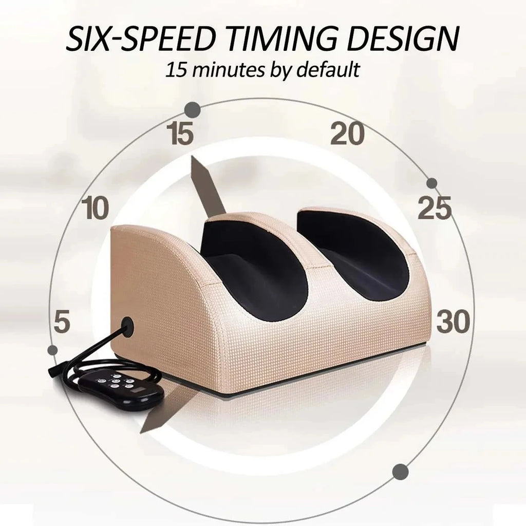 Electric Shiatsu Foot & Calf Massager with Hot Compress – Kneading Roller, 12 3D Massage Balls, 3-Gear Vibration & Auto Timer