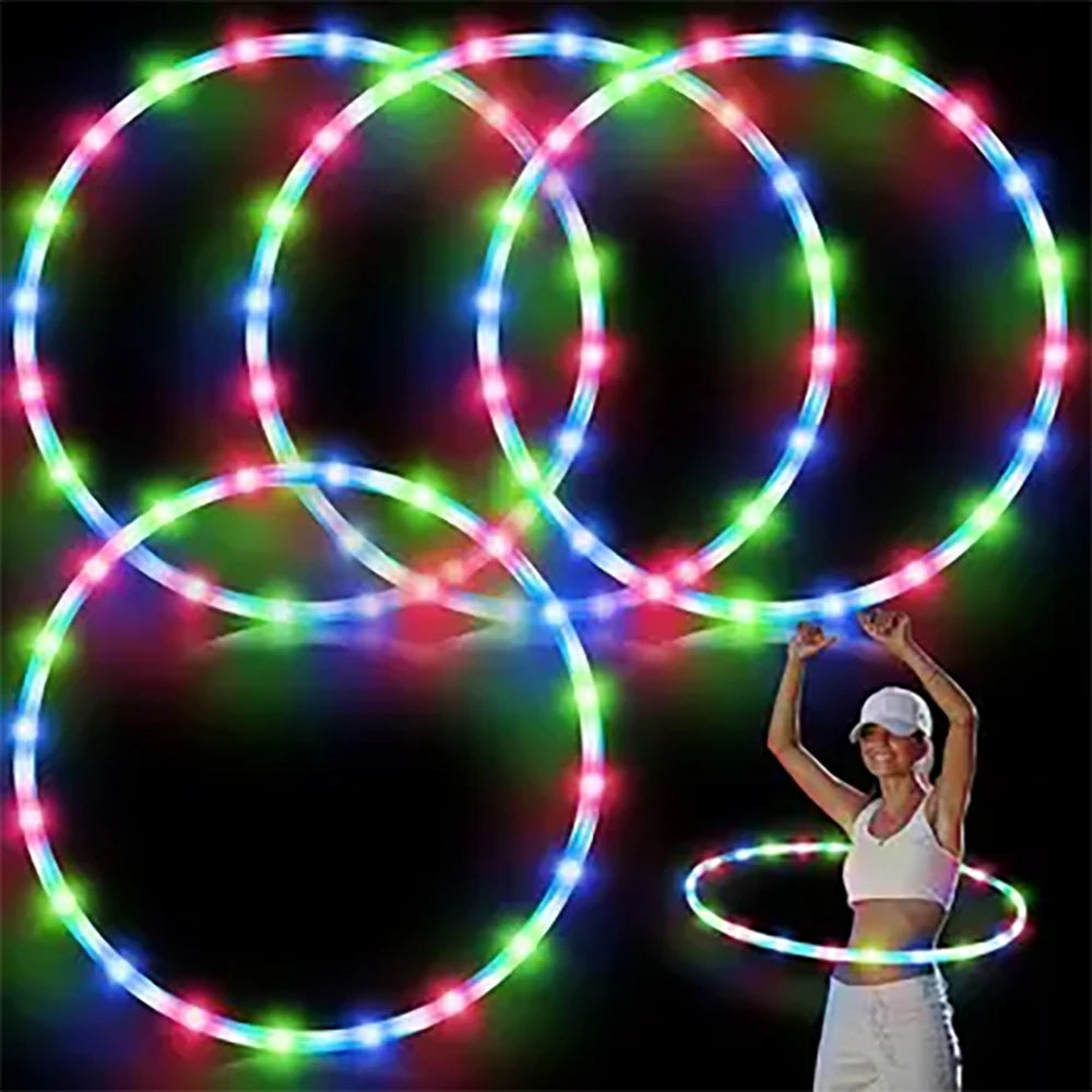 LED Luminous Hula Hoop 60cm (24in) Detachable Fitness Hoop – 14-LED Waist Exercise for Weight Loss