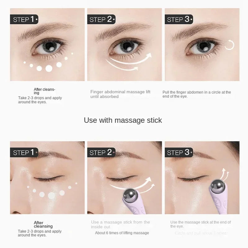 Double-Ended Eye Massage Roller – Gentle Manual Roll-On Under-Eye Massager for Puffiness & Dark Circles