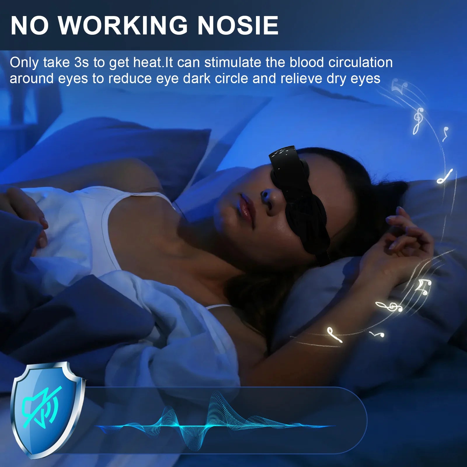 Wireless Eye Massager with Hot & Cold Compress, Bluetooth Music — Relieves Tired Eyes & Dark Circles