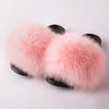 Real Fox Fur Slides for Women Luxury Furry Flat Slide Sandals