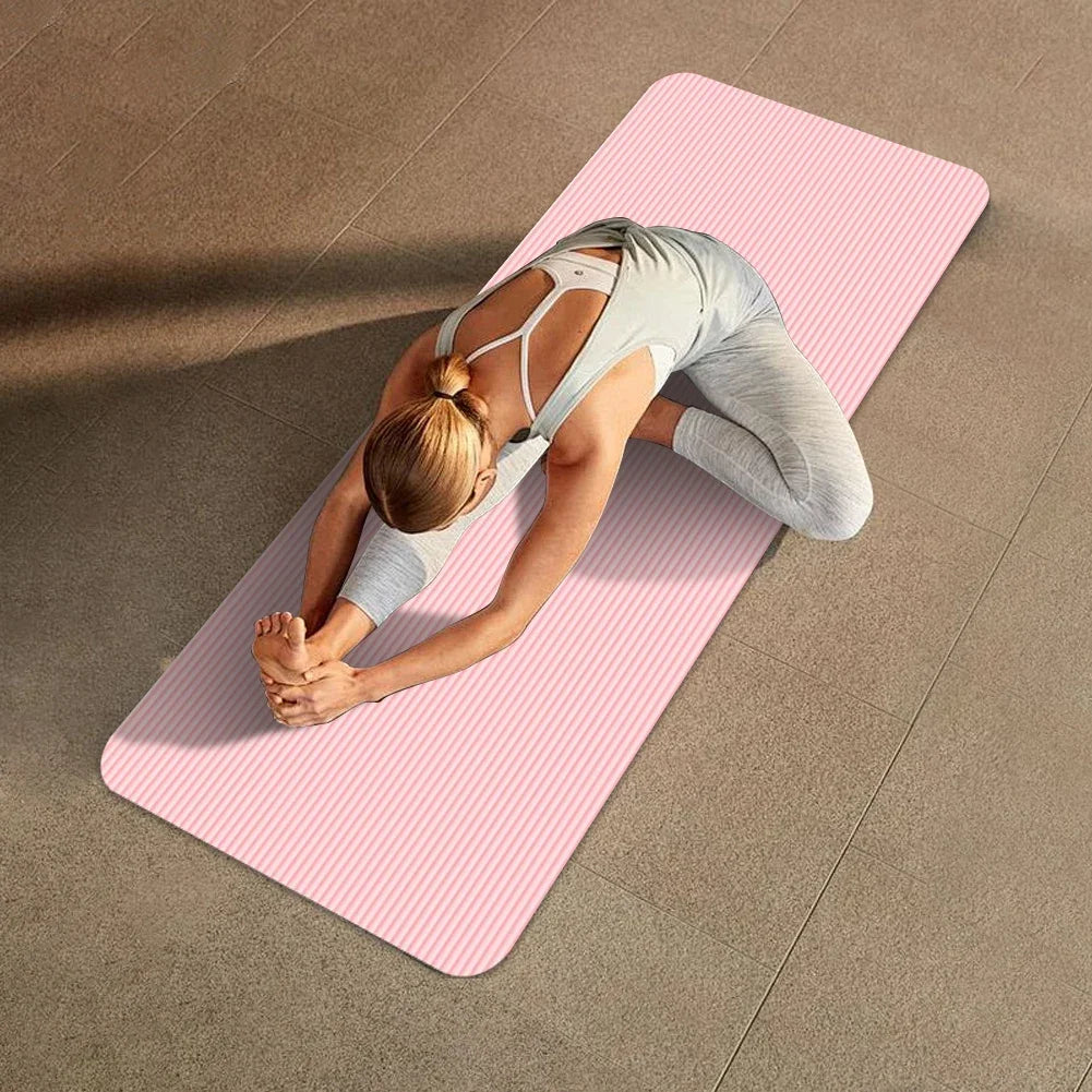 Non-Slip Yoga Mat 10mm Thick 72.8 x 24 in (185 x 61 cm) NBR Pilates Fitness Mat with Carry Strap