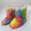 Women's Mid-Calf Faux Fox Fur Snow Boots, Plush Warm Slip-On Furry Winter Boots