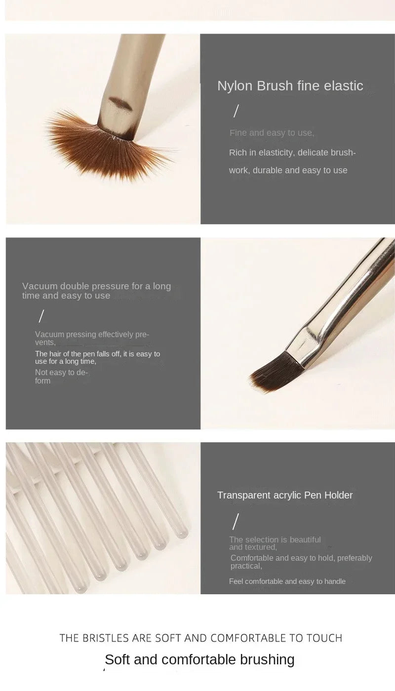 9-Piece Nail Art Brush Set Liner & Detail Brushes for Acrylic, Gel & Manicure Nail Tip Display