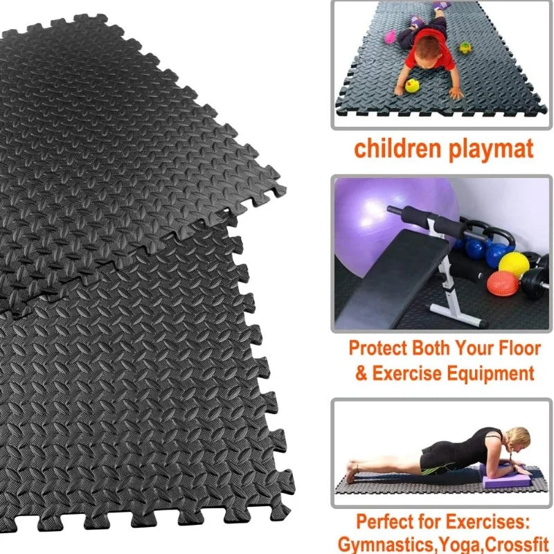 EVA Foam Interlocking Floor Tiles 30 x 30 cm (11.8 x 11.8 in) – 1–16 pcs Non-Slip Leaf-Grain Gym, Yoga & Play Mat