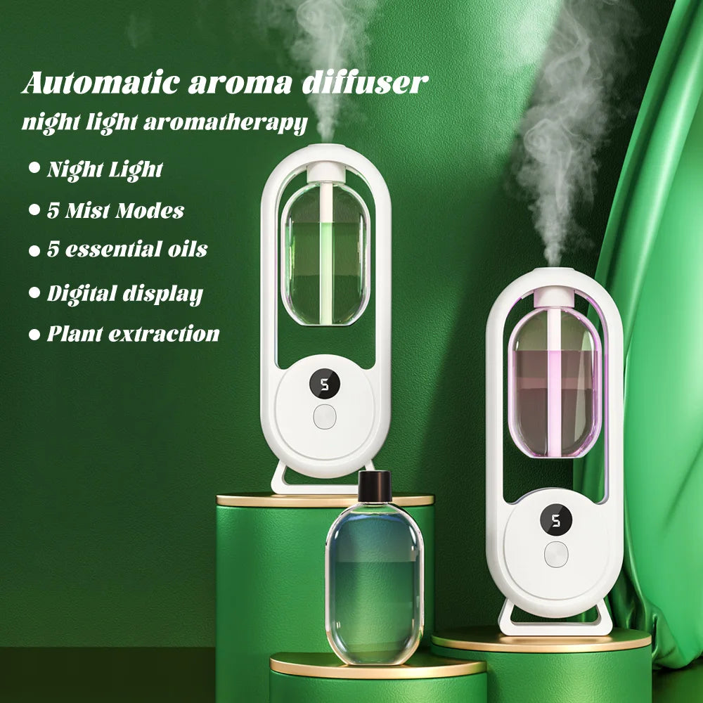 Rechargeable Portable Aroma Diffuser – Essential Oil Aromatherapy Air Freshener with 5 Timed Spray Modes