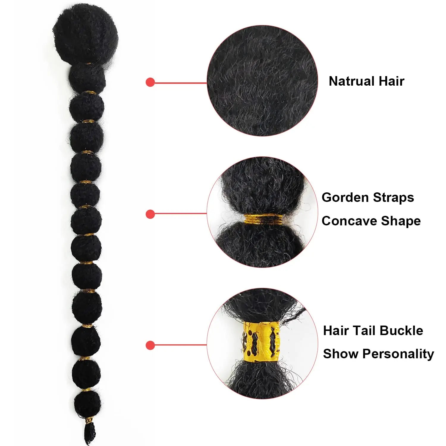 Drawstring Kinky Afro Bubble Ponytail Extension - Clip-In Natural Black