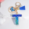 Acrylic Alphabet (A-Z) Tassel Keychain with Crystal Butterfly Charm - Fashion Key Ring Gift for Women
