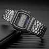 Rose Gold LED Digital Women's Watch – Fashion Casual Stainless Steel Band, Rectangle Dial