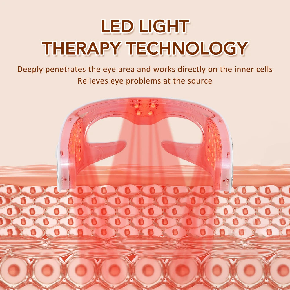 Rechargeable Electric Eye Massager - LED Red Light, Vibration & Heat Eye Care Device for Anti-Aging, Dark Circles & Eye Fatigue
