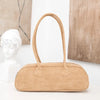 Vegan Suede & Faux Fur Baguette Bag for Women – Small Plush Handheld Shoulder Purse