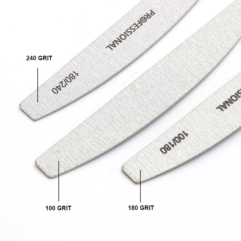 10-Pack Curved Wooden Nail Files – Double-Sided 100/180 and 180/240 Grit Emery Boards for Manicure and Pedicure