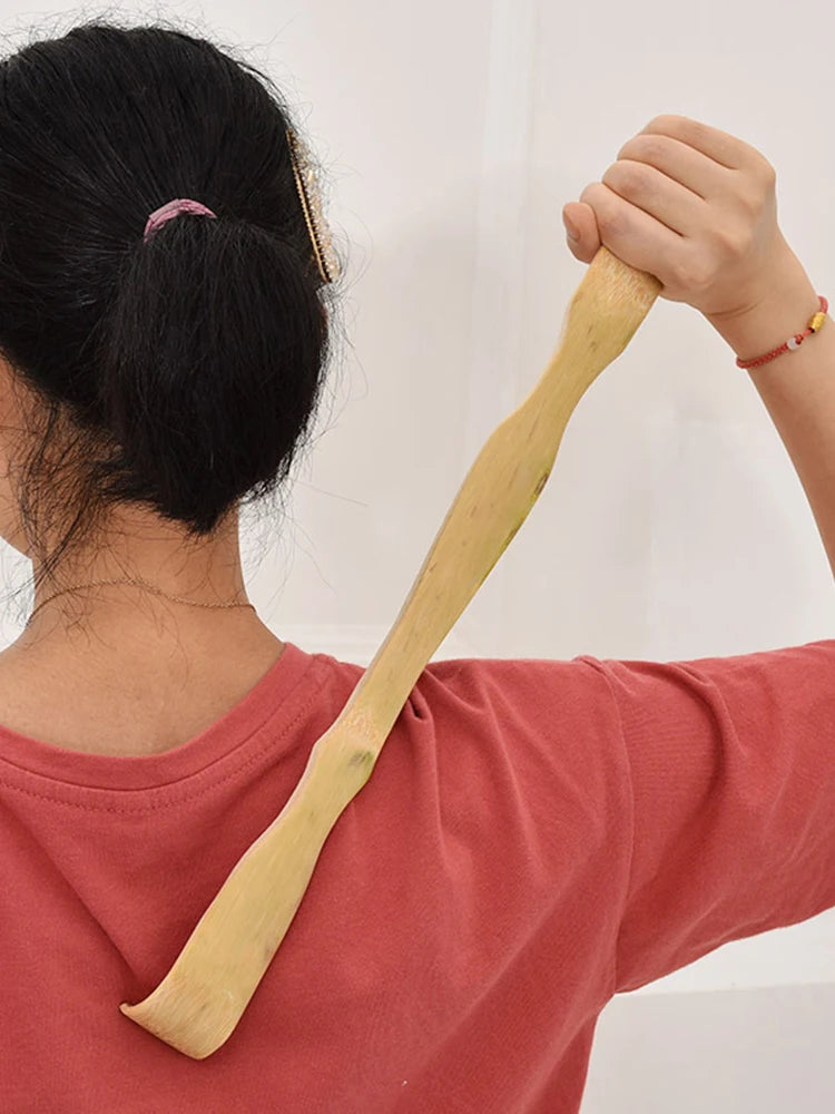 Bamboo Back Scratcher Stick with Massage Roller – Long Wooden Back Scratcher for Men & Women