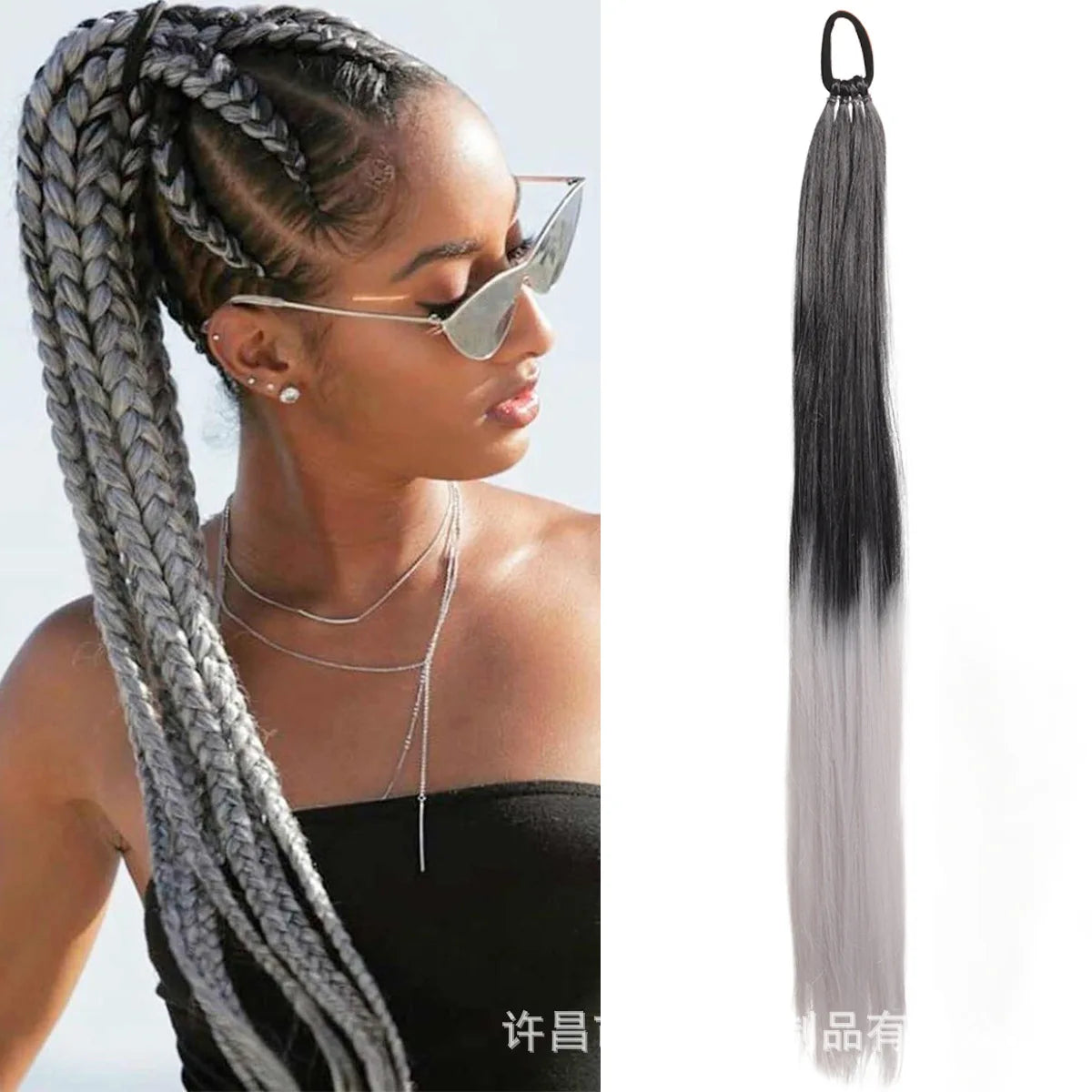 28 Inch Synthetic Straight Ponytail With Elastic Hair Rope Hair Extensions Fashionable For Daily Use Party Hair Accessories