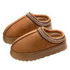 Women’s Winter Plush Slippers - Embroidered Anti-Slip Thick Sole House Shoes
