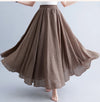 Cotton Linen Ankle-Length Maxi Skirt for Women, Y2K Harajuku Casual Streetwear, Shirred Waist