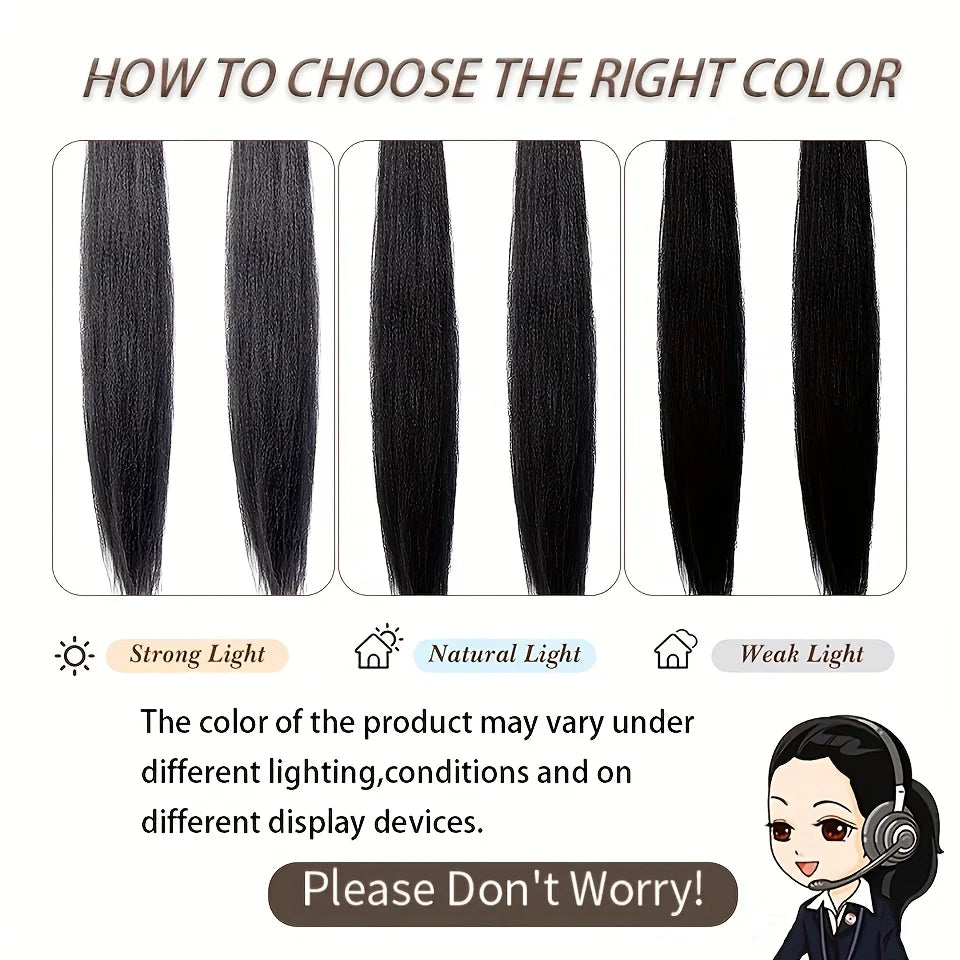 Heat-Resistant Synthetic Braidable Ponytail Extension - Straight Clip-In Hairpiece, Natural Look