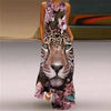 Women's Vintage Printed Boho Maxi Dress - V-Neck Sleeveless A-Line Summer Beach & Party Dress