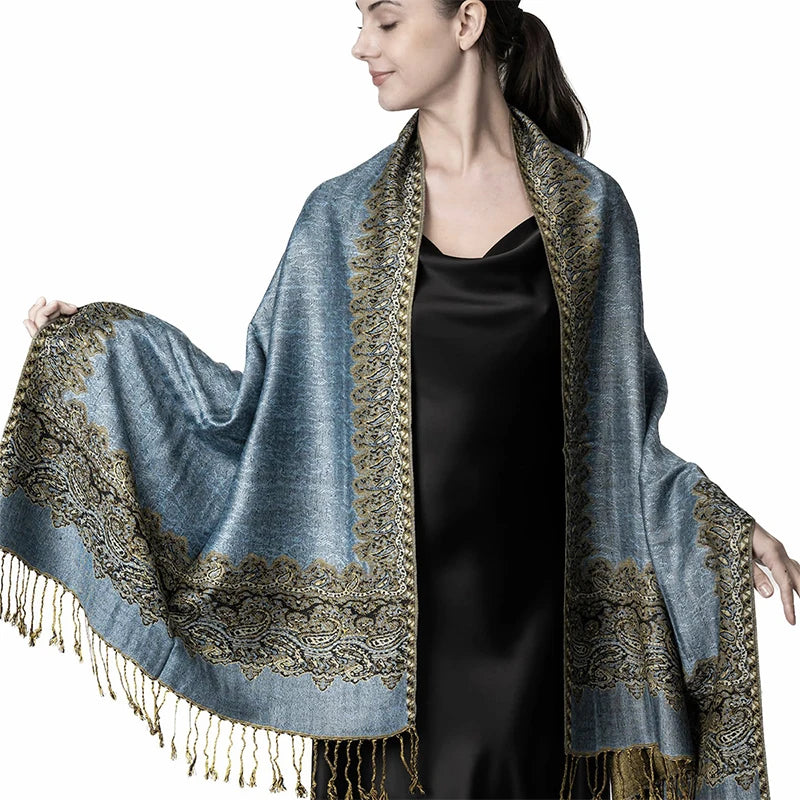 Cashmere-Feel Pashmina Shawl – Women's Warm Winter Scarf Wrap, 70 x 190 cm (27.6 x 74.8 in)