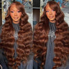 HD Transparent Swiss Lace 13x6/13x4 Chocolate Brown Body Wave Brazilian Remy Human Hair Wig - 30–36 in (76–92 cm), 200% Density