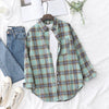 Women's Casual Loose Plaid Flannel Shirt - College Style Long-Sleeve Button-Up Blouse