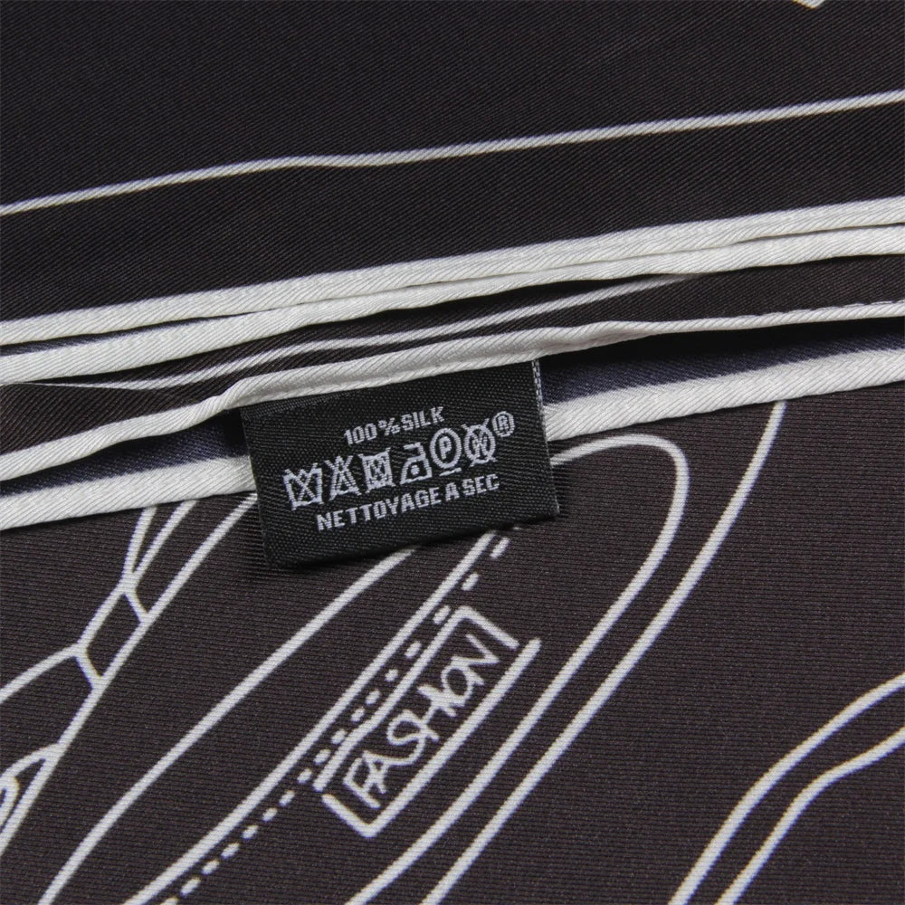 Twill Silk Square Scarf 90 x 90 cm (35.4 in) - Floral & Letter Print Women's Neck Kerchief Wrap