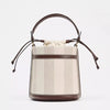 Small Woven Drawstring Bucket Bag for Women - Retro Stitching Shoulder & Crossbody Bag