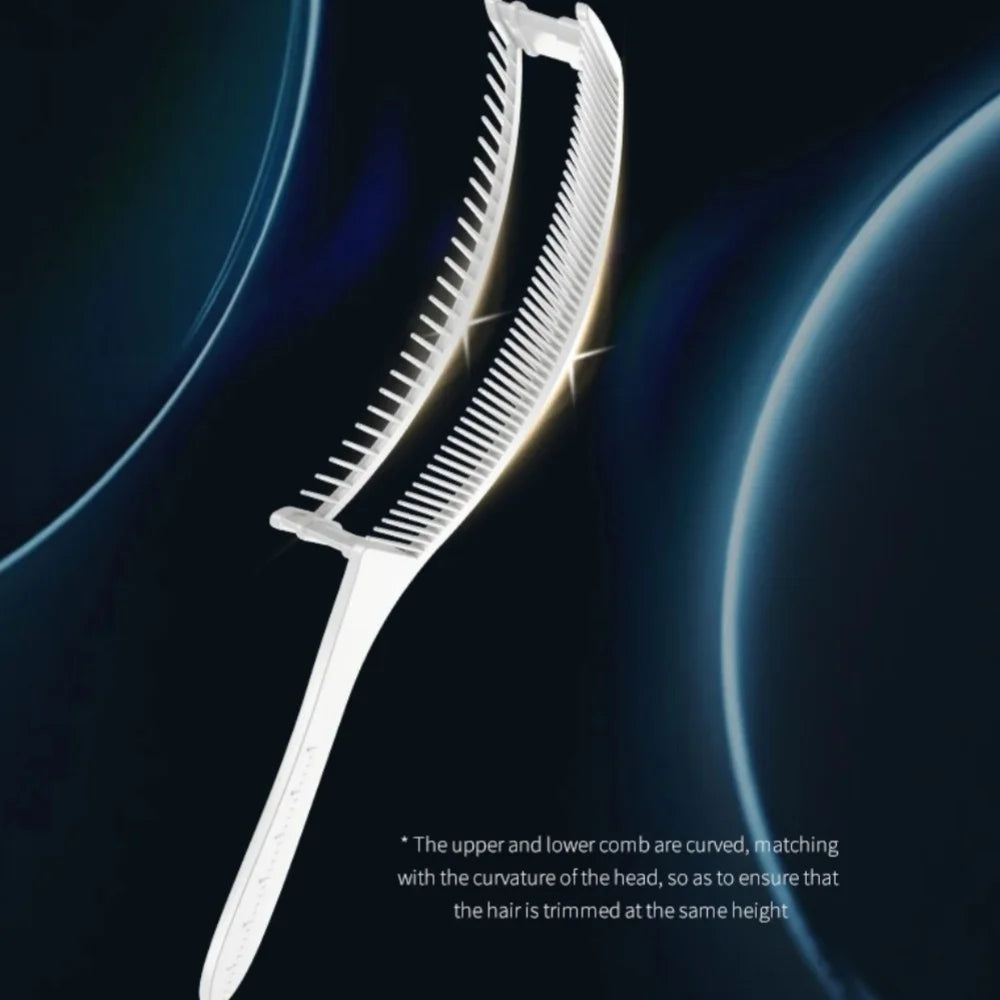 7-Piece Adjustable Barber Comb Set — Curved Positioning Comb with 1cm & 2cm Guide Brackets for Men's Hair Cutting, Blending & Trimmer Salon Tools