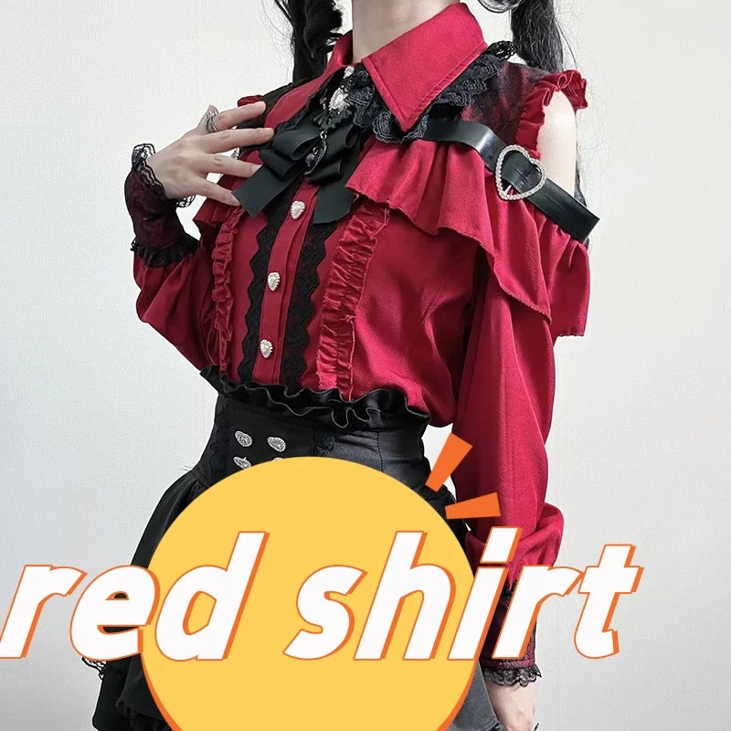 Kawaii Jirai Kei Lolita Y2K Peter Pan Collar Blouse Long Sleeve Cute Japanese-Style Aesthetic Top