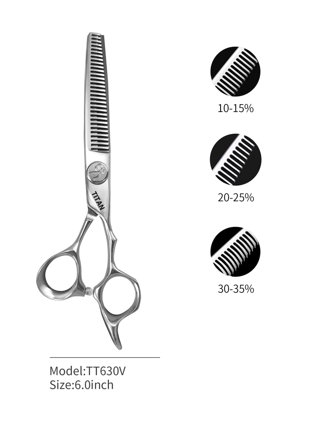 Titan 6-Inch (15.2 cm) Professional Barber Hair Cutting Scissors – Japan 440C Stainless Steel