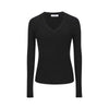 Women's Grey Twisted V-Neck Short Knit Sweater — Long Sleeve Acrylic Layering Top