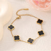 Four-Leaf Clover 18K Gold-Plated Stainless Steel Bracelet with Mother-of-Pearl, Non-Fading Women's Charm