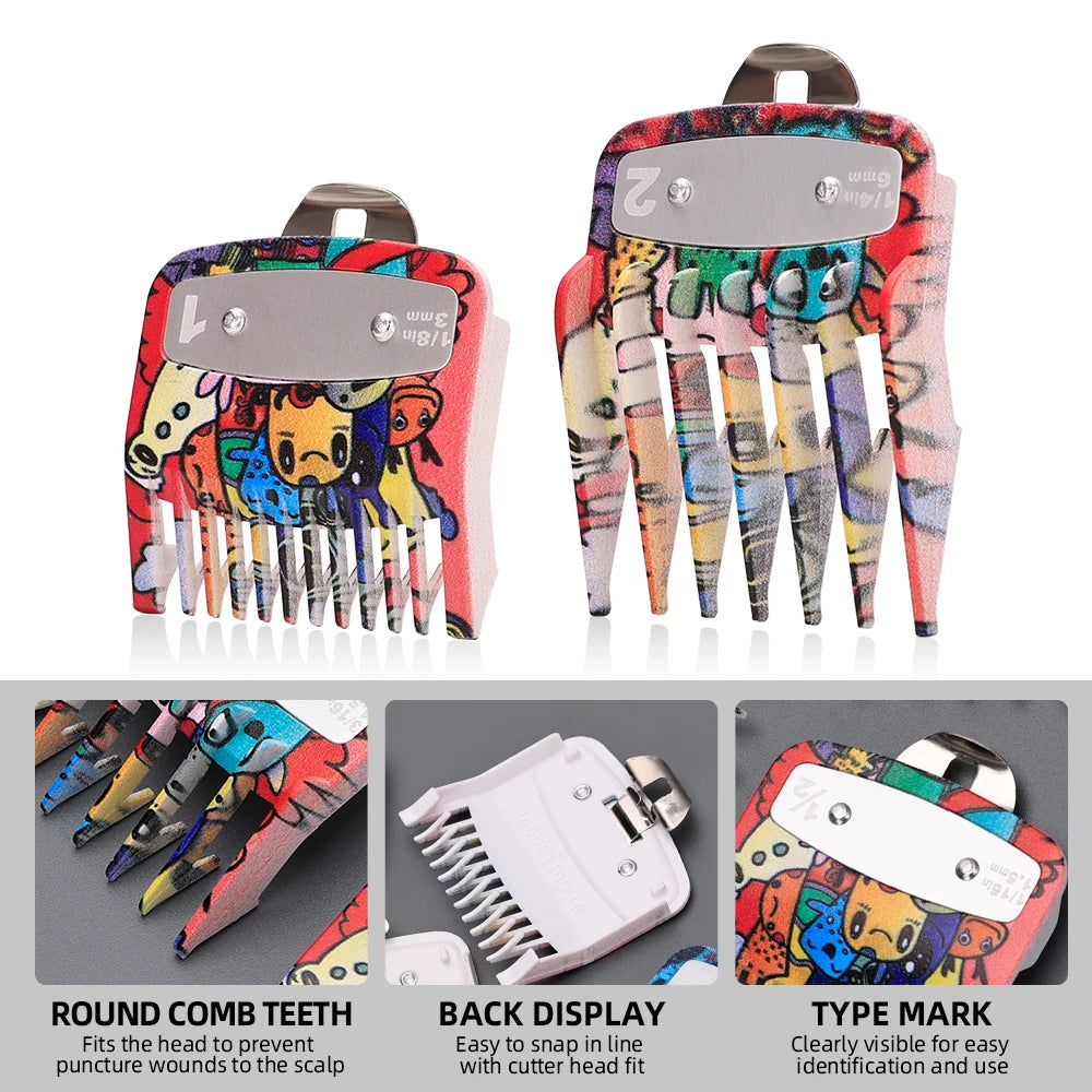 Barber Grade Stainless Steel Clipper Guide Comb Set 2/3/4-Pack Universal Fit Professional Trimmer Accessories