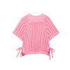 Hollow Knit Bow Pullover - Women's Casual Short-Sleeve Lace-Up Round Neck Sweater