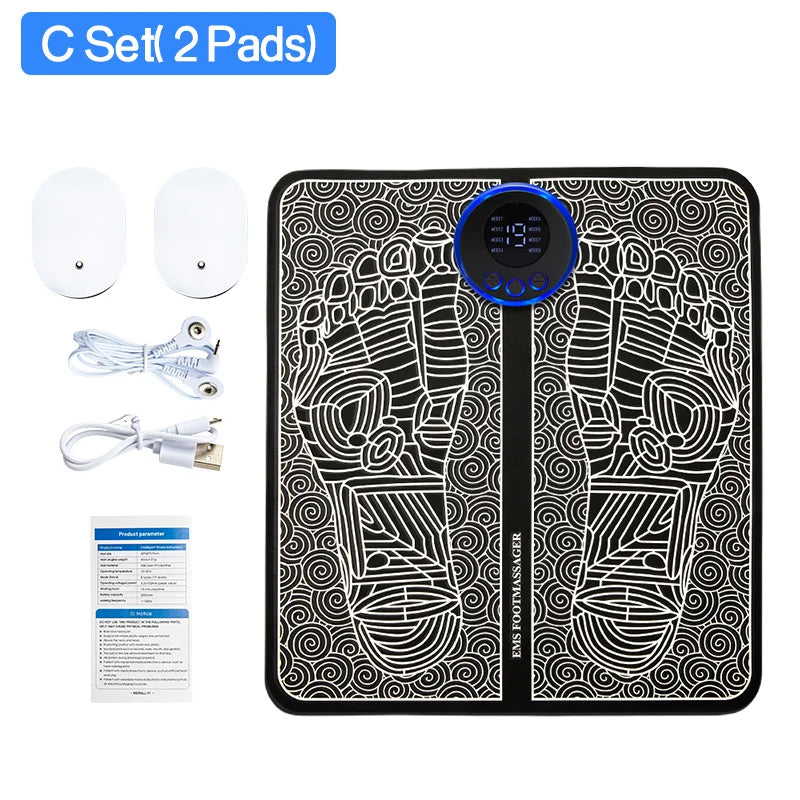 MERALL EMS Foot Massager Pad — Portable Rechargeable Acupoint Stimulator, 8 Modes & 19 Intensity Levels for Improved Circulation and Muscle Relief