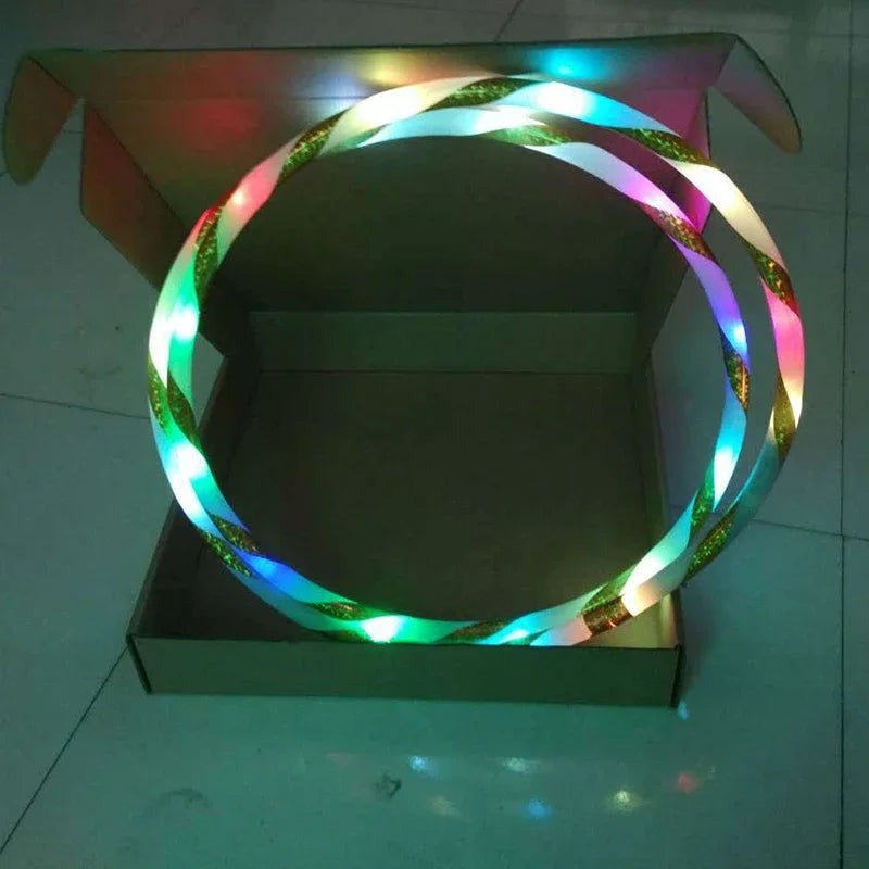 LED Luminous Hula Hoop 60cm (24in) Detachable Fitness Hoop – 14-LED Waist Exercise for Weight Loss