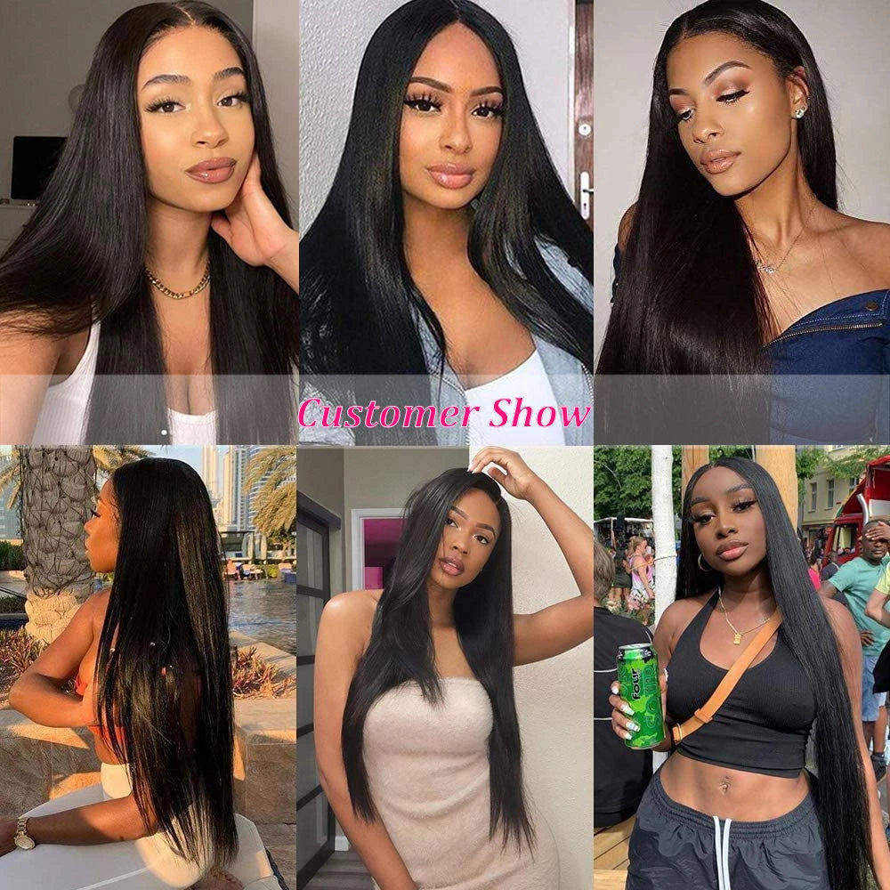 8-Piece 120g Clip-In Hair Extensions — Remy Human Hair Straight, 10–26 in (25–66 cm) — Natural Black / #4 / #613