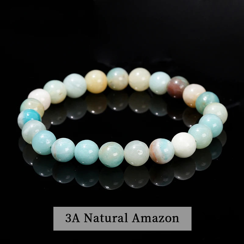 Natural Stone Beaded Bracelet 6/8/10mm — Obsidian Fluorite Quartz Jasper Stretch Yoga Bracelet for Women & Men