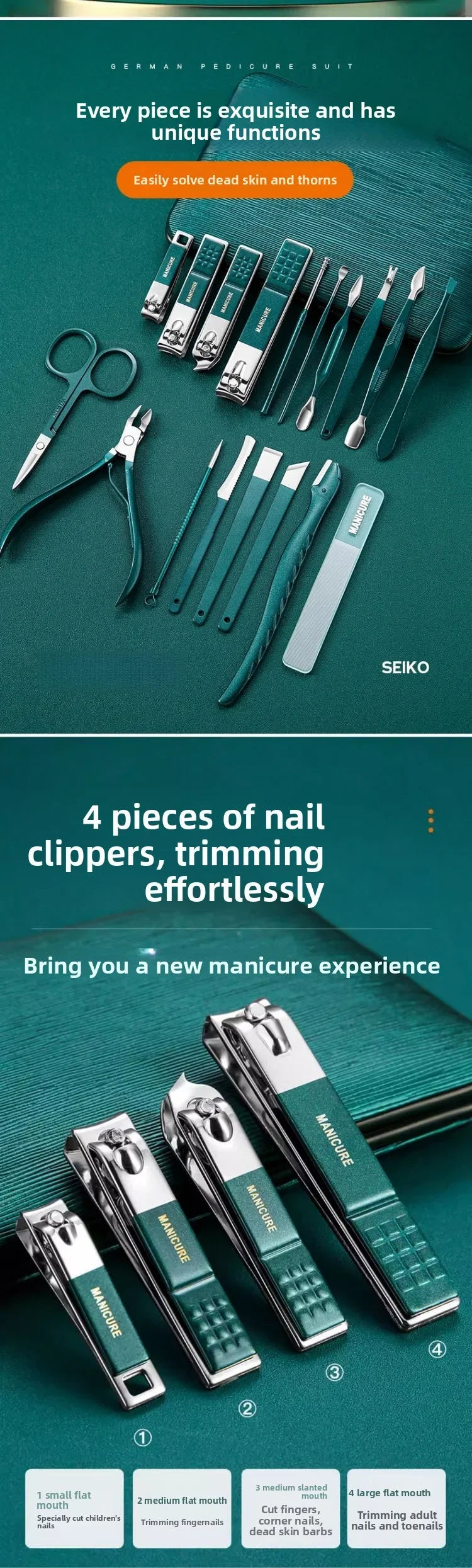 18-Piece Nail Care Set – Portable Carbon Steel Manicure & Pedicure Clippers, Scissors and Trimmers for Men & Women