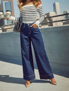 Women's High-Rise Wide Leg Jeans — Soft Stretch Button-Fly Denim, Vintage Bleach Wash