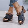 Women's Low Heel Open-Toe Back-Strap Sandals - PU Slip-On Casual Summer Shoes
