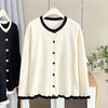 Plus Size Women's Color Block Knit Cardigan Sweater - Long Sleeve O-Neck