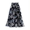 Floral Chiffon A-Line Midi Skirt for Women, Loose Elastic Waist, Plus Size, Belted Bohemian Beach Skirt